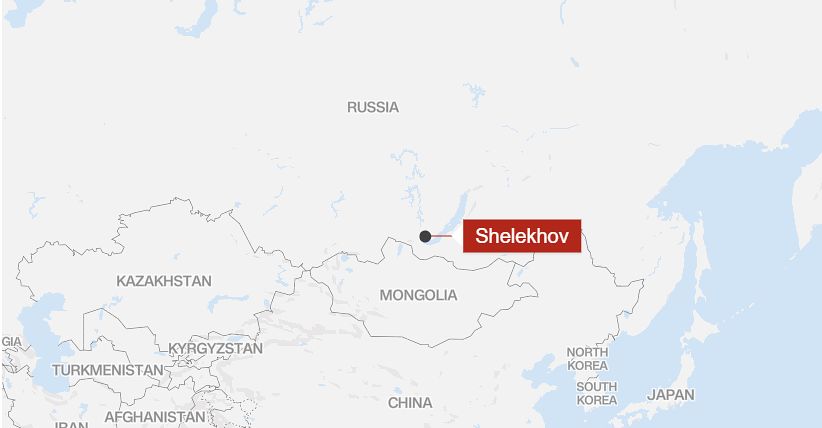   ペスト病原体事故が発生したロシア・イルクーツク州シェレホフの位置。