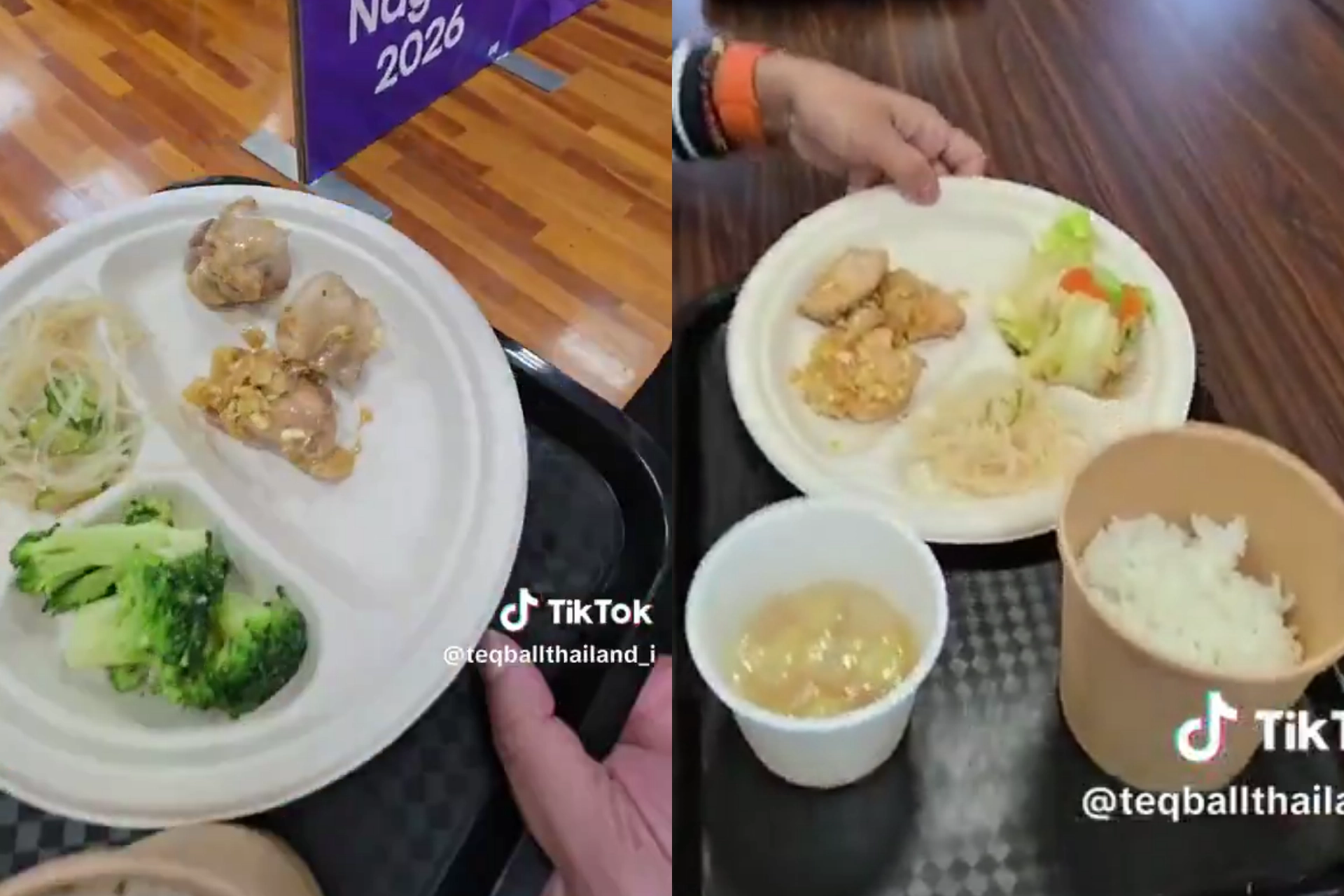   タイ選手団が公開した愛知・名古屋2026アジア競技大会の選手村の食事。［写真 X］
