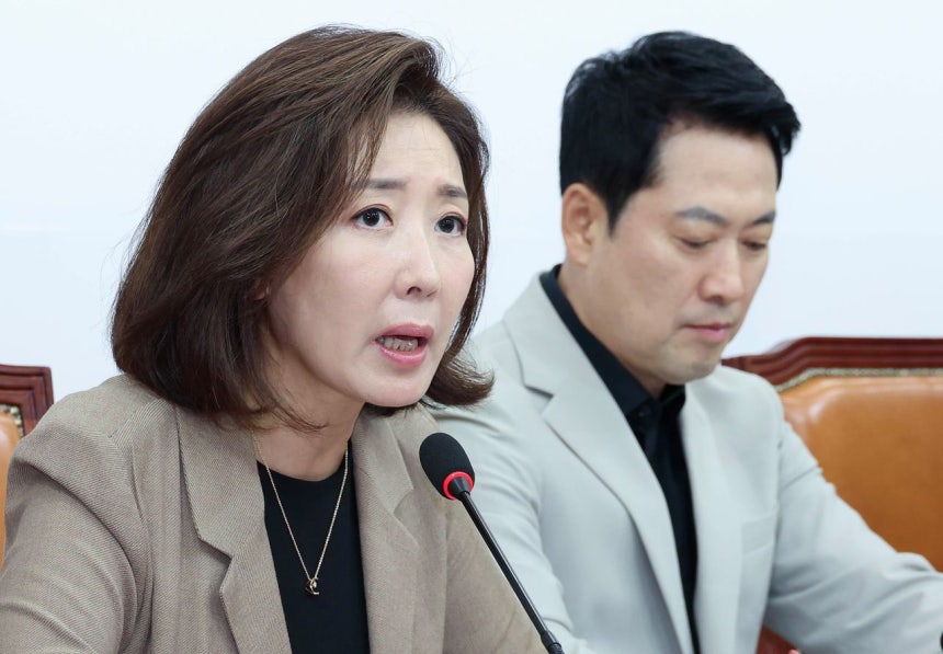 韓国野党「国民の力」の羅卿瑗（ナ・ギョンウォン）議員。イム・ヒョンドン記者