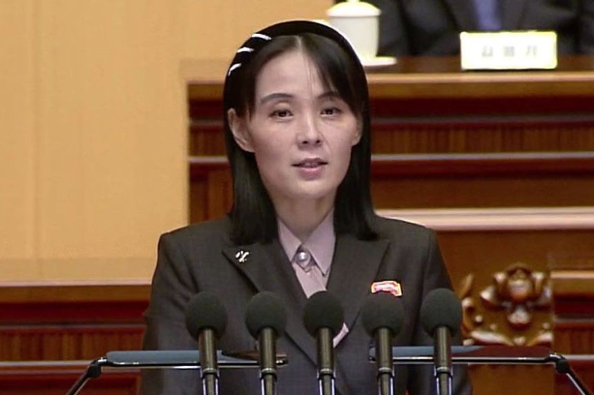北朝鮮労働党の金与正（キム・ヨジョン）部長。［写真 朝鮮中央テレビのキャプチャー］