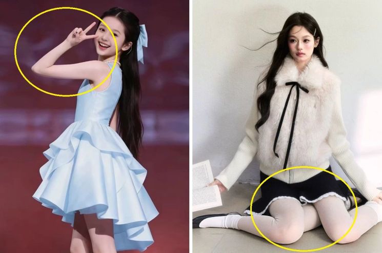 中国のオンライン衣料品通販サイトに掲載された不自然なAIモデルの姿 ［写真 SNS］